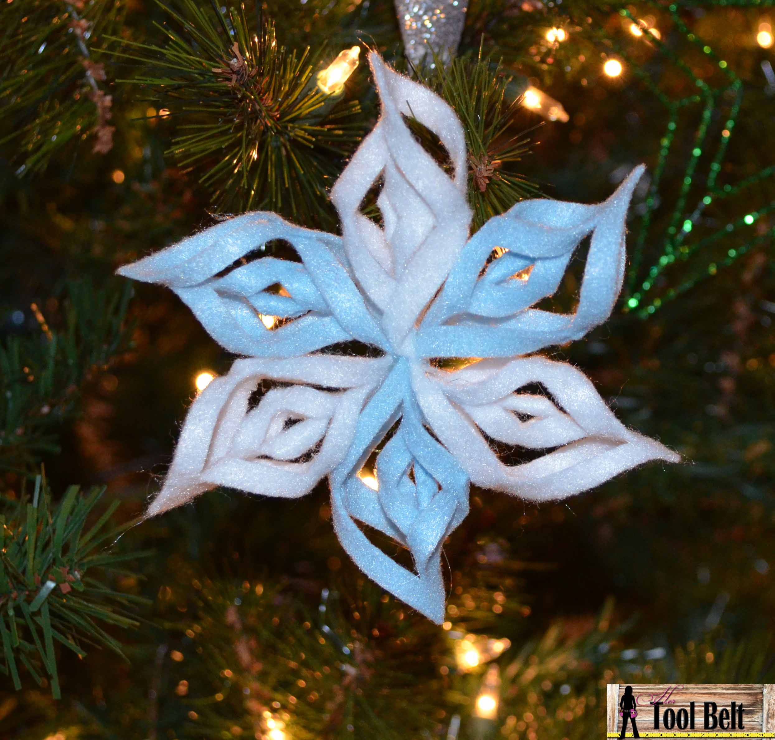 8th Day of Christmas - 3-D Felt Snowflake Ornament - Her Tool Belt