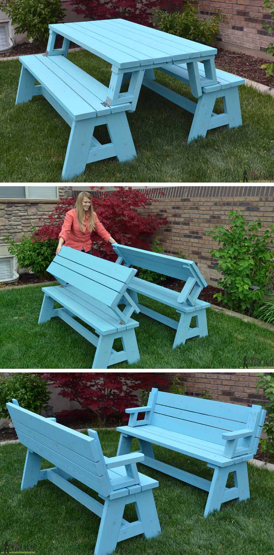 Diy Picnic Table Converts To Bench Insight From Leticia