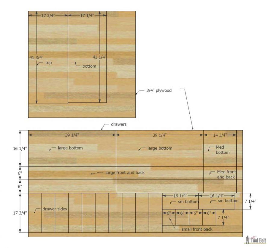 5drawerdresserchangingtableplywoodcutdiagram Her Tool Belt