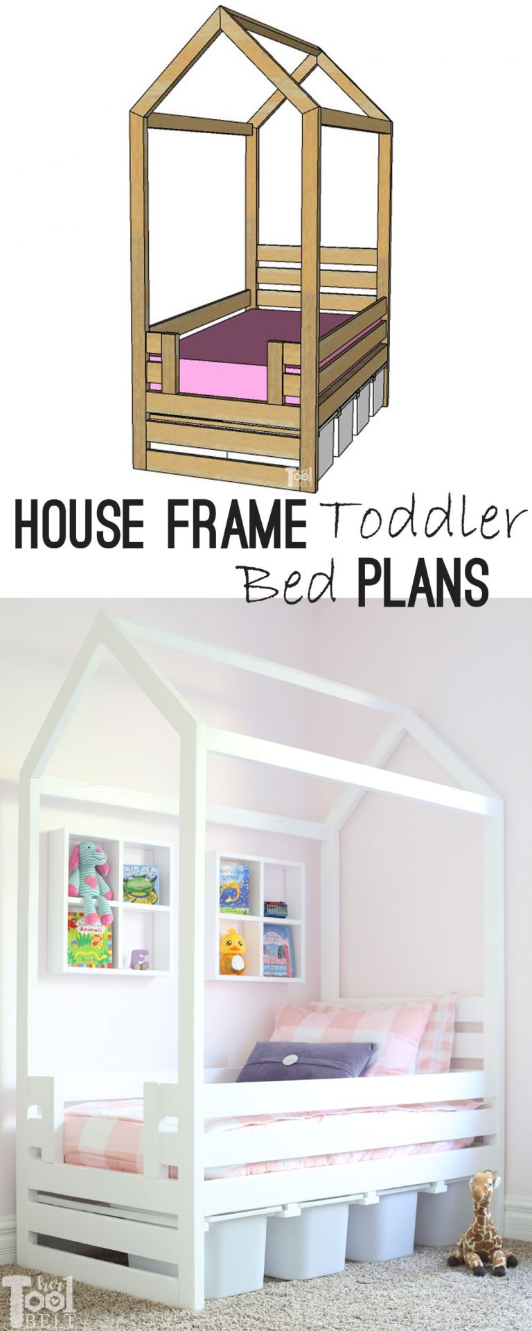 House Frame Toddler Bed - Her Tool Belt