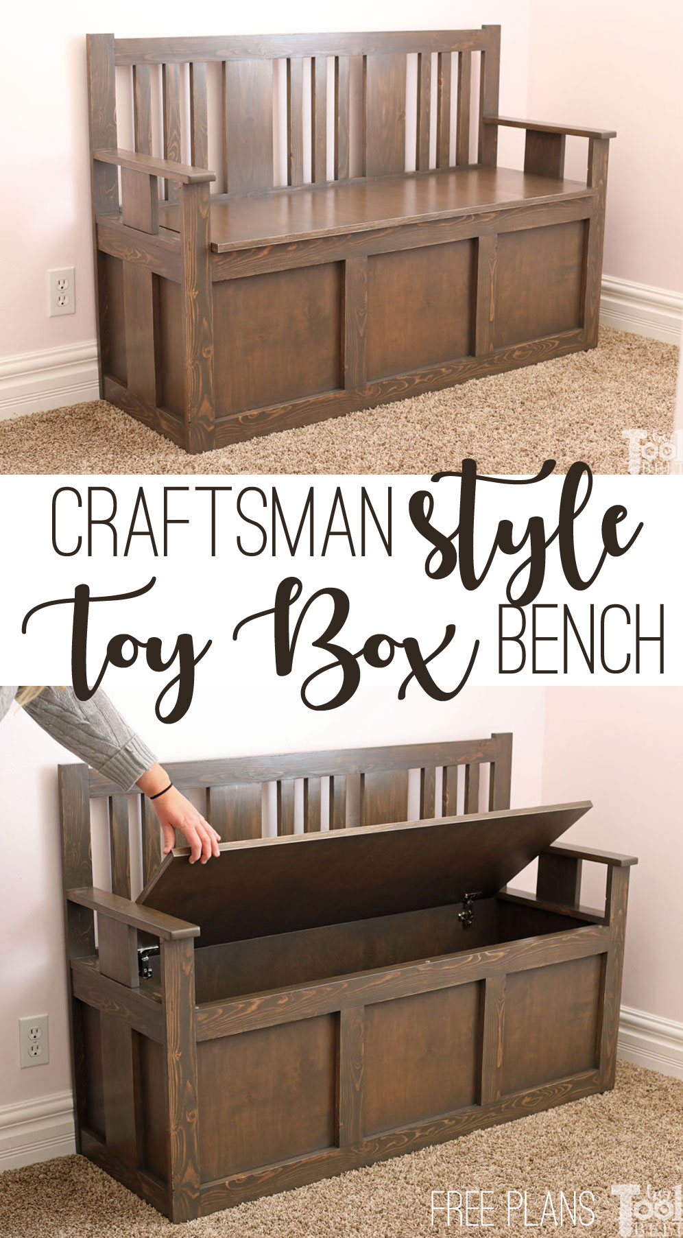 Craftsman Style Toy Box Bench Build Plans Pin Her Tool Belt