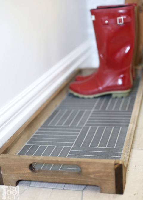 Turning leftover scrap wood and tile into a cute DIY entryway shoe tray -  Shoe Makes New
