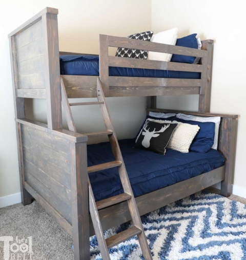 Farmhouse Style Twin over Full Bunk Bed Plans   Her Tool Belt